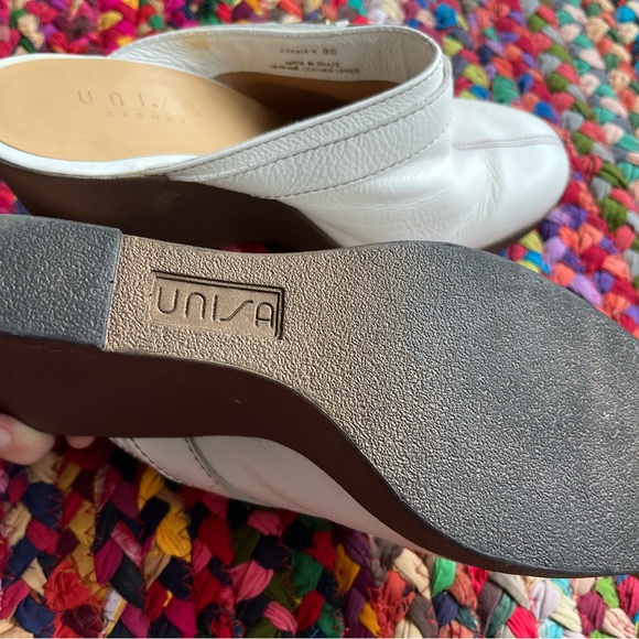 UNISA RESORT WHITE LEATHER CLOG WEDGES - Picture 5 of 5